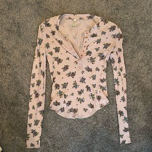 Free People Floral Thermal Long Sleeve